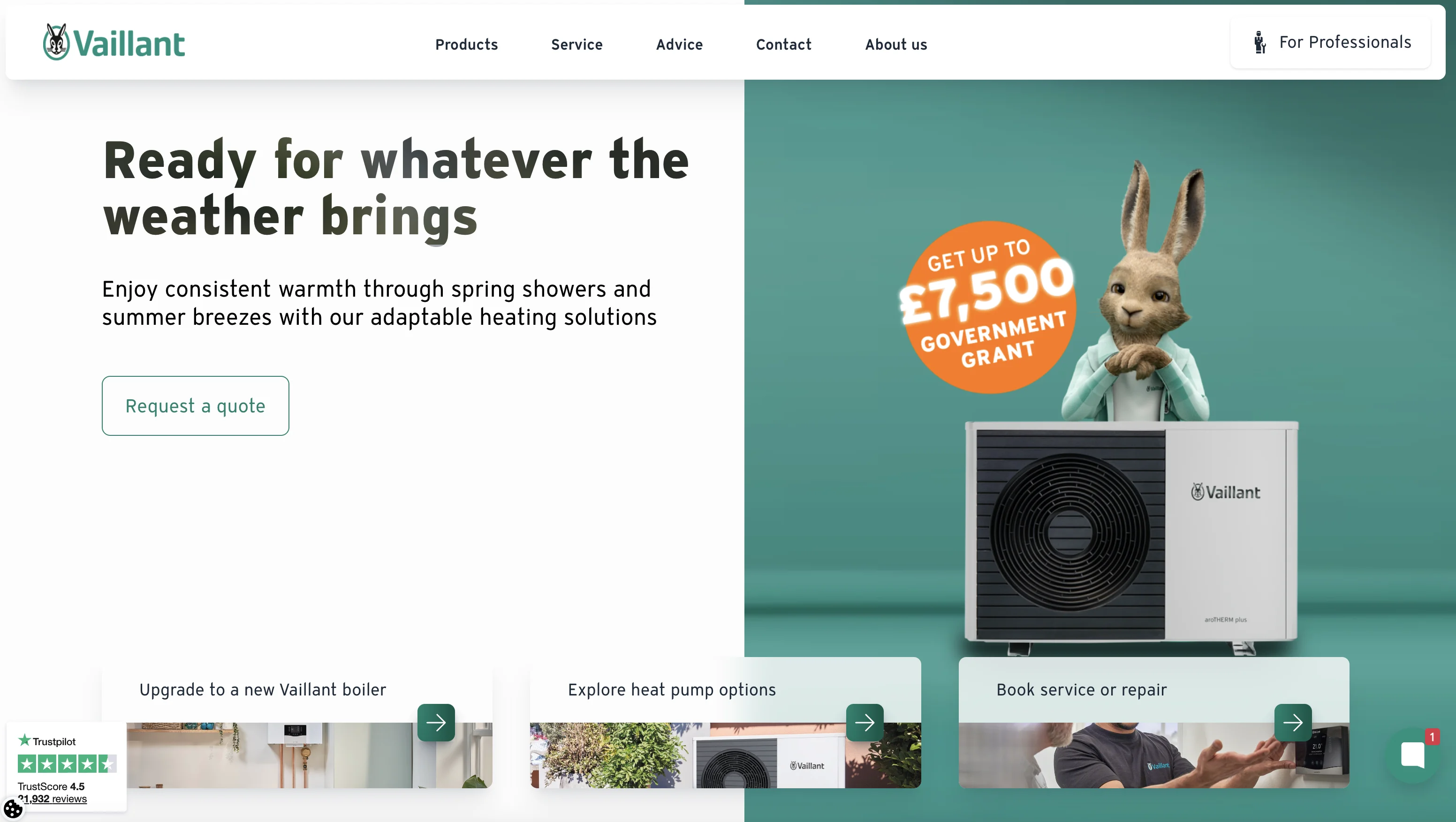 Vaillant website screenshot